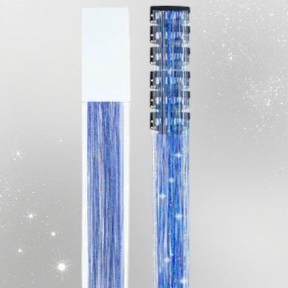 Glitter Hair Tinsel Clip-Ins – 20” Princess Sparkle ✨