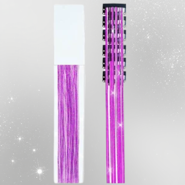 Glitter Hair Tinsel Clip-Ins – 20” Princess Sparkle ✨